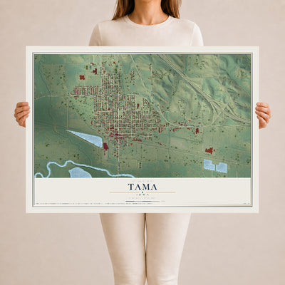 Map of Tama, Iowa, 24 x 36 inch unframed archival matte print