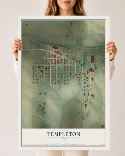 Map of Templeton, Iowa, 24 x 36 inch unframed archival matte print