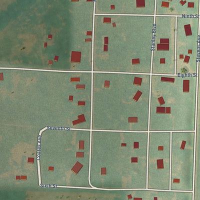 Close-up of the map of Tennant, Iowa print showing street and building detail