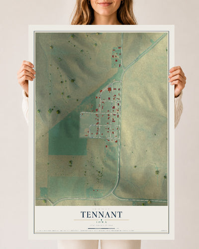 Map of Tennant, Iowa, 24 x 36 inch unframed archival matte print