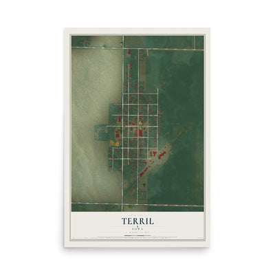Map of Terril, Iowa, 12 x 18 inch unframed archival matte print