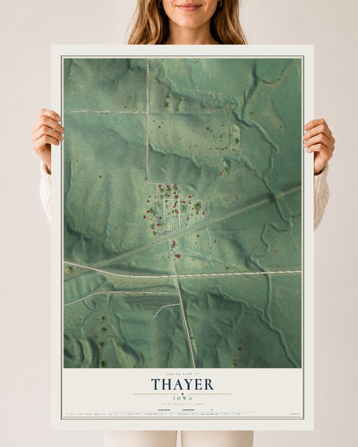 Map of Thayer, Iowa, 24 x 36 inch unframed archival matte print
