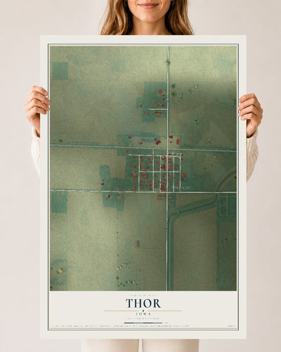 Map of Thor, Iowa, 24 x 36 inch unframed archival matte print