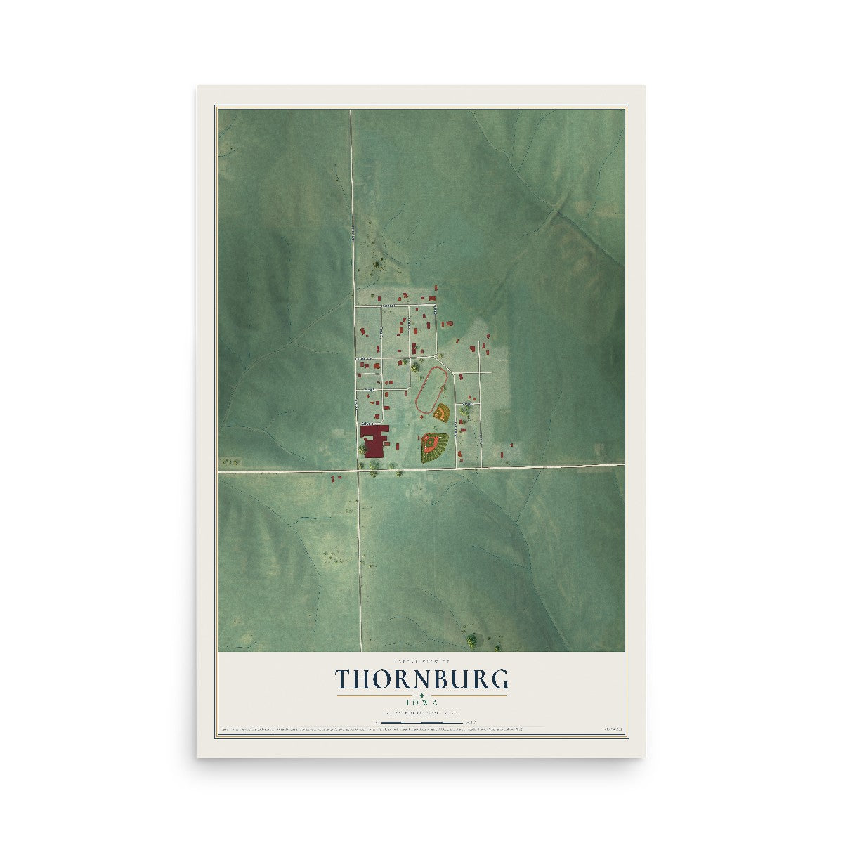 Map of Thornburg, Iowa, 12 x 18 inch unframed archival matte print