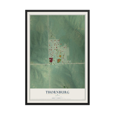 Map of Thornburg, Iowa, 12 x 18 inch print in a black wood frame