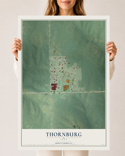 Map of Thornburg, Iowa, 24 x 36 inch unframed archival matte print