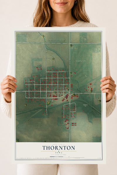 Map of Thornton, Iowa, 18 x 24 inch unframed archival matte print