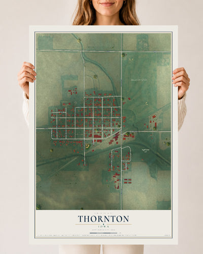 Map of Thornton, Iowa, 24 x 36 inch unframed archival matte print