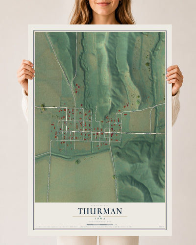 Map of Thurman, Iowa, 24 x 36 inch unframed archival matte print