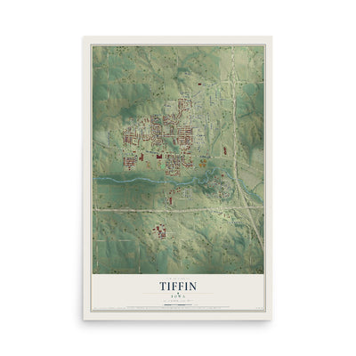 Map of Tiffin, Iowa, 12 x 18 inch unframed archival matte print