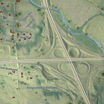 Second close-up of the map of Tiffin, Iowa print showing more streets and buildings