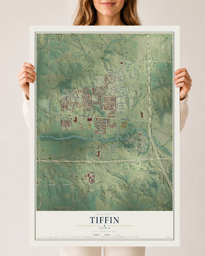 Map of Tiffin, Iowa, 24 x 36 inch unframed archival matte print