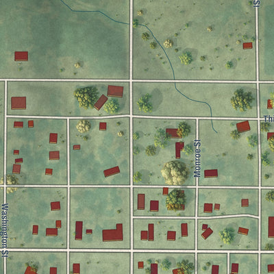 Close-up of the map of Tingley, Iowa print showing street and building detail