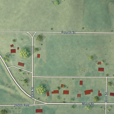 Second close-up of the map of Tingley, Iowa print showing more streets and buildings