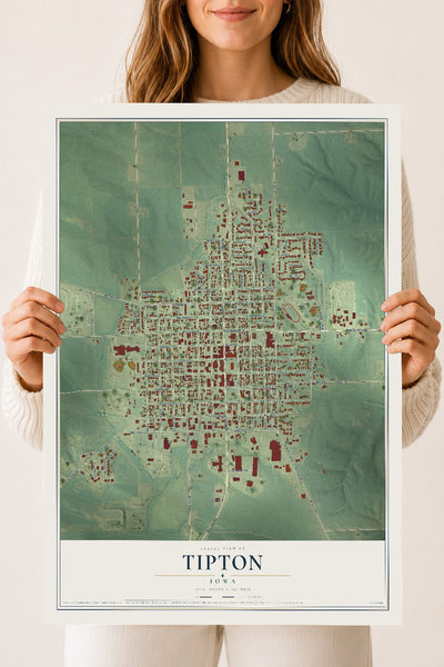 Map of Tipton, Iowa, 18 x 24 inch unframed archival matte print
