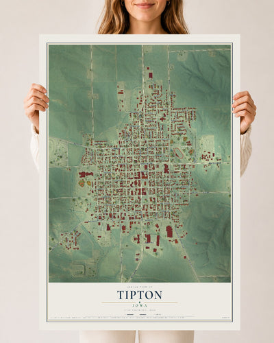Map of Tipton, Iowa, 24 x 36 inch unframed archival matte print