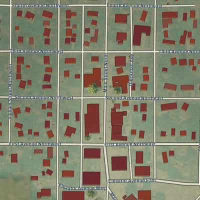 Close-up of the map of Titonka, Iowa print showing street and building detail