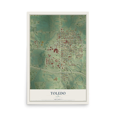 Map of Toledo, Iowa, 12 x 18 inch unframed archival matte print