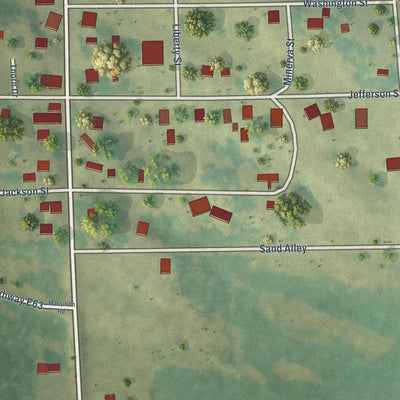 Close-up of the map of Toronto, Iowa print showing street and building detail