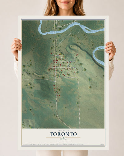 Map of Toronto, Iowa, 24 x 36 inch unframed archival matte print