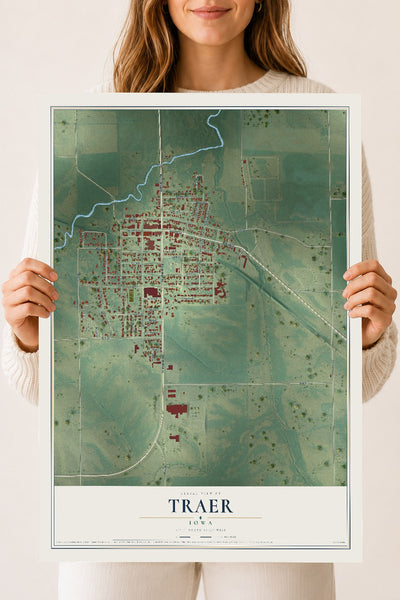 Map of Traer, Iowa, 18 x 24 inch unframed archival matte print