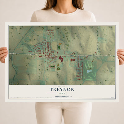Map of Treynor, Iowa, 18 x 24 inch unframed archival matte print