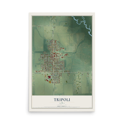 Map of Tripoli, Iowa, 12 x 18 inch unframed archival matte print