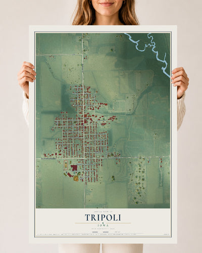 Map of Tripoli, Iowa, 24 x 36 inch unframed archival matte print