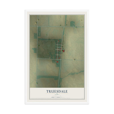 Map of Truesdale, Iowa, 12 x 18 inch print in a white wood frame