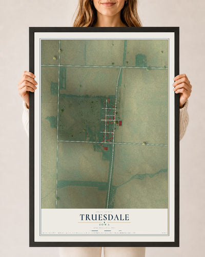 Map of Truesdale, Iowa, 24 x 36 inch print in a black wood frame