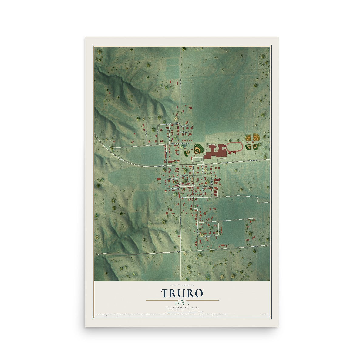Map of Truro, Iowa, 12 x 18 inch unframed archival matte print