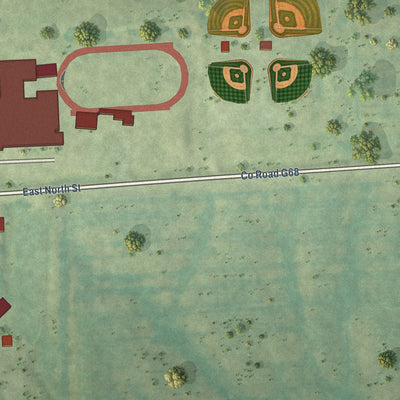 Second close-up of the map of Truro, Iowa print showing more streets and buildings