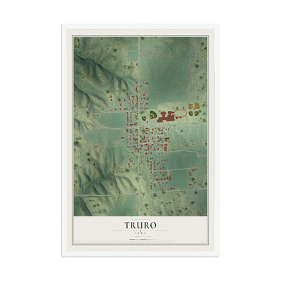 Map of Truro, Iowa, 12 x 18 inch print in a white wood frame