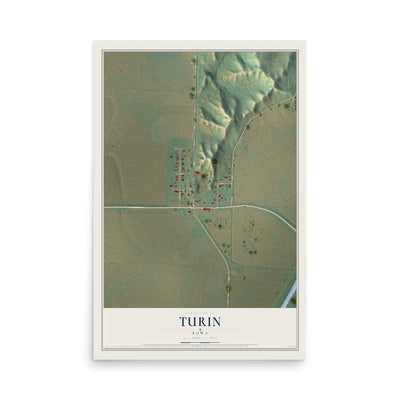 Map of Turin, Iowa, 12 x 18 inch unframed archival matte print
