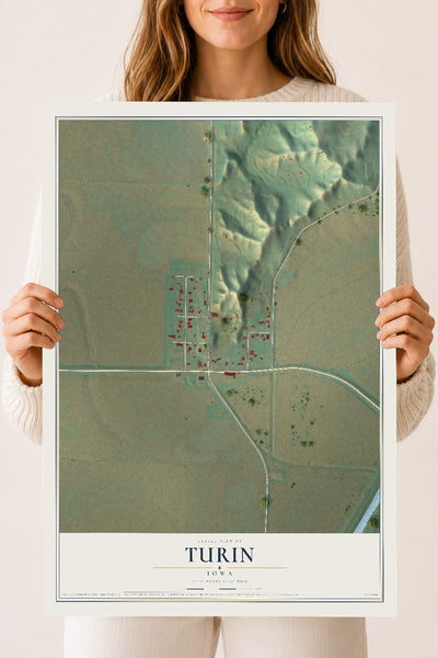 Map of Turin, Iowa, 18 x 24 inch unframed archival matte print
