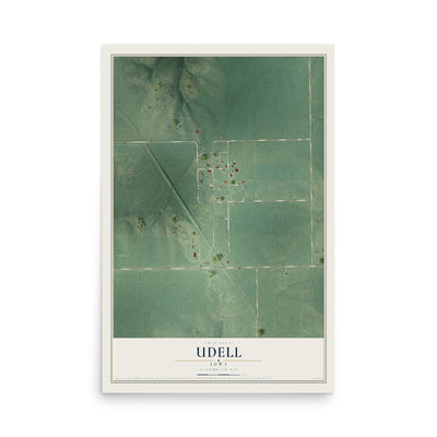 Map of Udell, Iowa, 12 x 18 inch unframed archival matte print