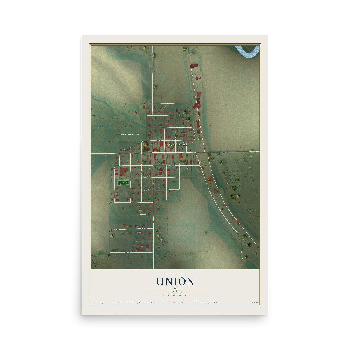 Map of Union, Iowa, 12 x 18 inch unframed archival matte print