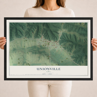 Map of Unionville, Iowa, 18 x 24 inch print in a black wood frame