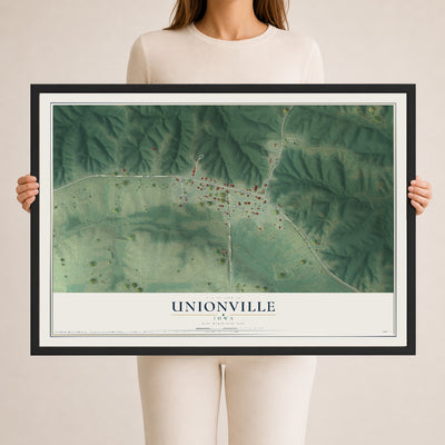 Map of Unionville, Iowa, 24 x 36 inch print in a black wood frame