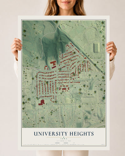Map of University Heights, Iowa, 24 x 36 inch unframed archival matte print