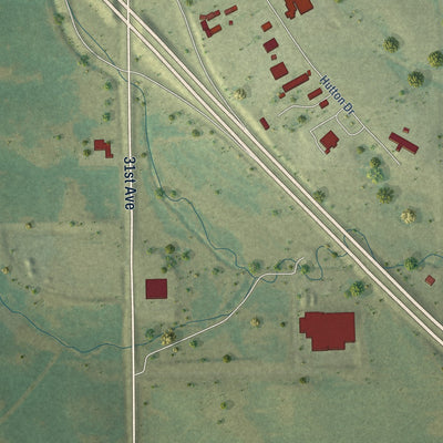 Second close-up of the map of Urbana, Iowa print showing more streets and buildings