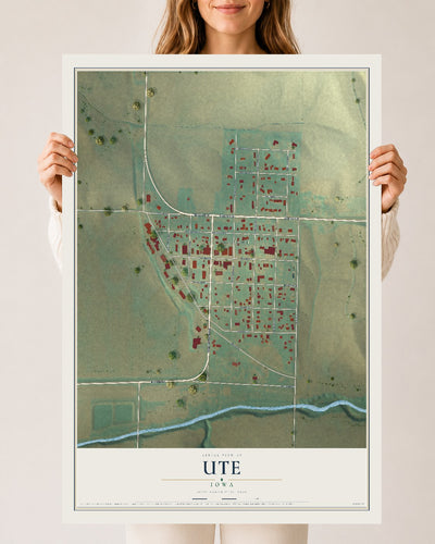 Map of Ute, Iowa, 24 x 36 inch unframed archival matte print