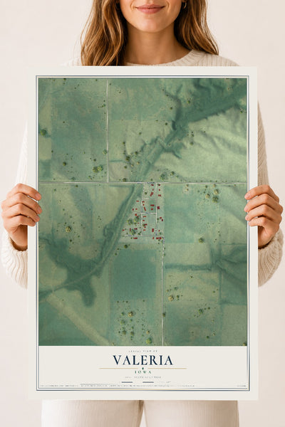 Map of Valeria, Iowa, 18 x 24 inch unframed archival matte print