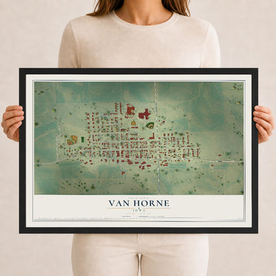 Map of Van Horne, Iowa, 12 x 18 inch print in a black wood frame