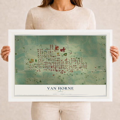 Map of Van Horne, Iowa, 12 x 18 inch print in a white wood frame