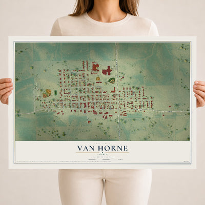 Map of Van Horne, Iowa, 18 x 24 inch unframed archival matte print