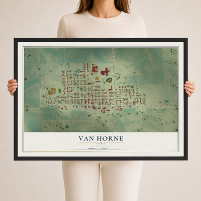 Map of Van Horne, Iowa, 24 x 36 inch print in a black wood frame