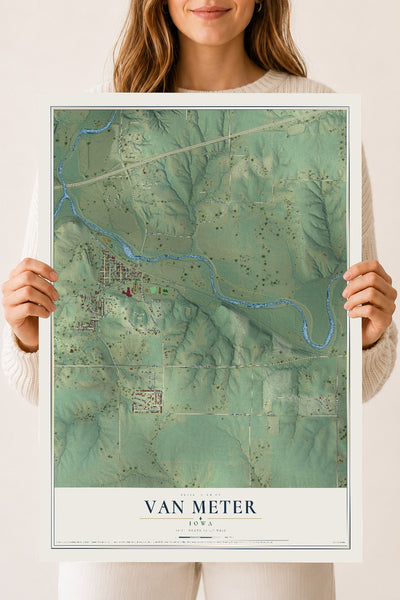 Map of Van Meter, Iowa, 18 x 24 inch unframed archival matte print