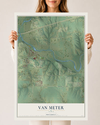 Map of Van Meter, Iowa, 24 x 36 inch unframed archival matte print