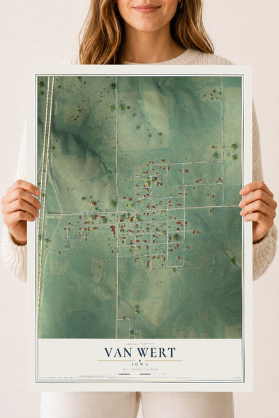 Map of Van Wert, Iowa, 18 x 24 inch unframed archival matte print